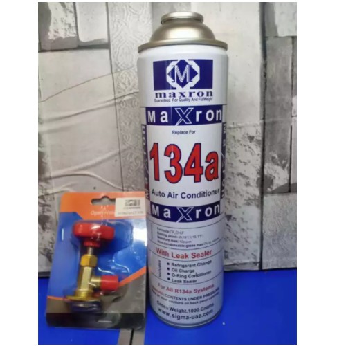 น้ำยาแอร์ R134A, 1กระป๋อง 1000g+พร้อมวาล์วหัวเปิดปิดน้ำยา