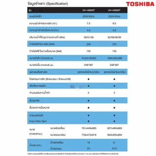 TOSHIBA เครื่องซักผ้า 2 ถัง 7.5 กก. VH-H85MT (รับประกันศูนย์ 5 ปี)
