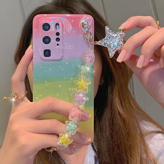 โซ่ดาวสายรุ้ง คุณภาพสูง เคส Huawei p30 p30pro p40 p40pro mate30 mate30pro mate40 เคสโทรศัพท์ คุณภาพสูง แฟชั่น soft case