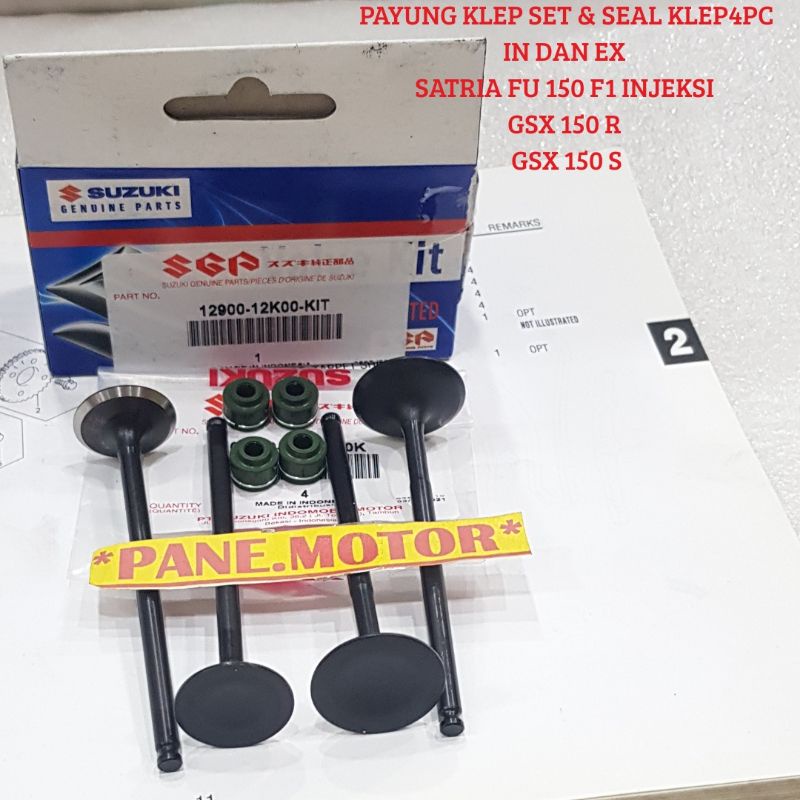 วาล์ว UMBRELLA ชุดซีลวาล์ว SATRIA FU 150 FI F1 INJECTION ORIGINAL SGP 12900-12K00-KIT
