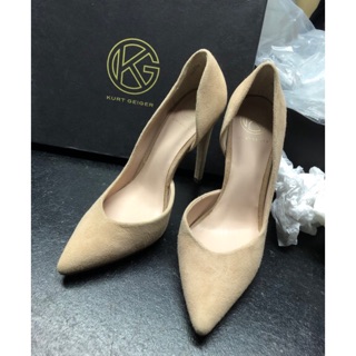 รองเท้าส้นสูง Kurt Geiger เบอร์ 36 nude suede สีนู๊ด ส้นเข็ม หนังกลับ มาพร้อมหมุด 1ชุด พร้อมกล่อง ของแท้