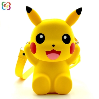 PIKACHUสาวกระเป๋า messenger กระเป๋าซิลิโคนการ์ตูนกระเป๋าเงินเหรียญ