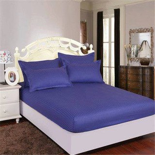 nna-0048 ผ้าปูที่นอน สีน้ำเงิน ลายริ้ว 6 ฟุต 5 ฟุต 3.5 ฟุต วินเทจ fit sheet