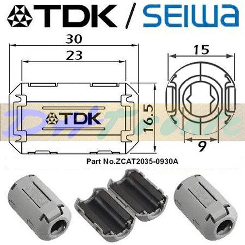 แม่เหล็ก TDK ZCAT 2035 0930A Ferrite สําหรับการใช้ Saver 2035-0930 เสียงหัวฉีดขดลวดเส้นผ่านศูนย์กลาง