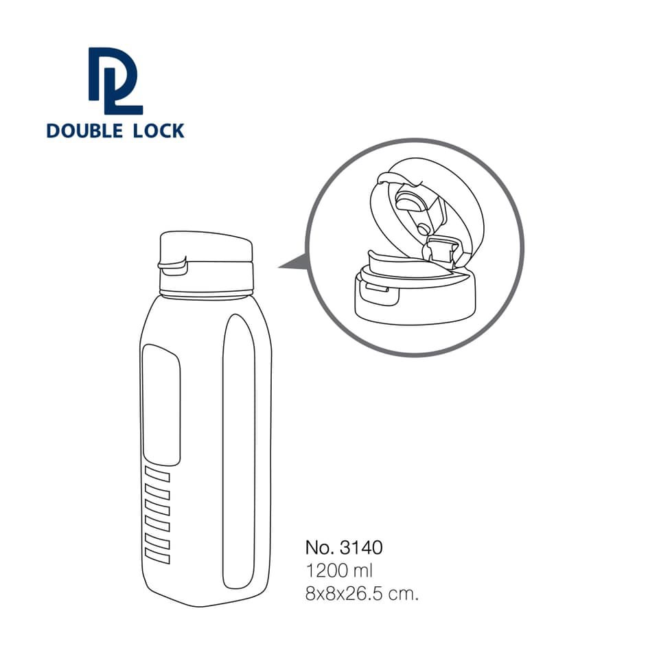 【ขายส่ง】Double Lock กระบอกน้ำ ขวดน้ำ พร้อมฝาปิด 3 ขวด 1200 mL รุ่น 33140