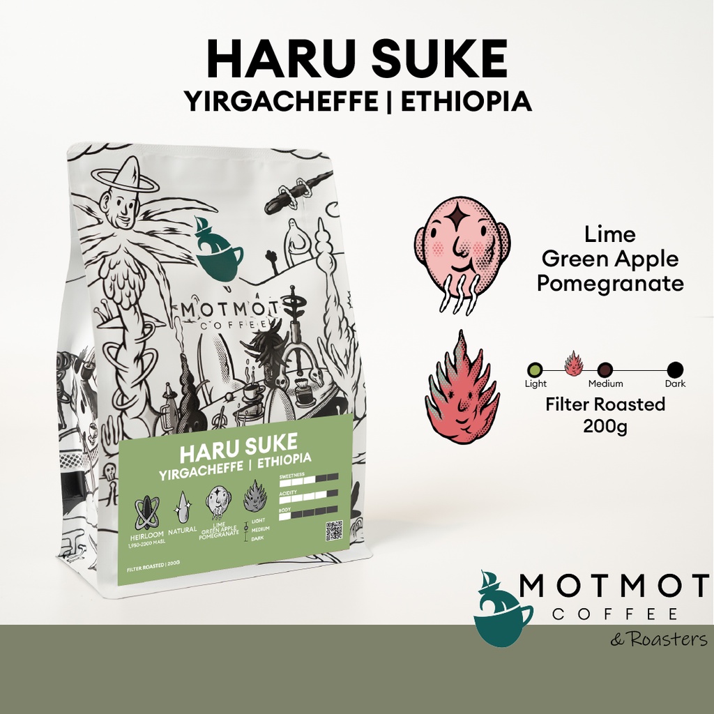 Ethiopia Yirgacheffe Haru Suke G1 (Natural) | Filter Roasted 200g | เมล็ดกาแฟคั่ว MOTMOT COFFEE