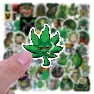 พร้อมส่ง!กัญชาไทย green plants sticker สติกเกอร์ กันน้ำ รูปแบบที่แตกต่างกัน KFC starbuck weed 50ชิ้น