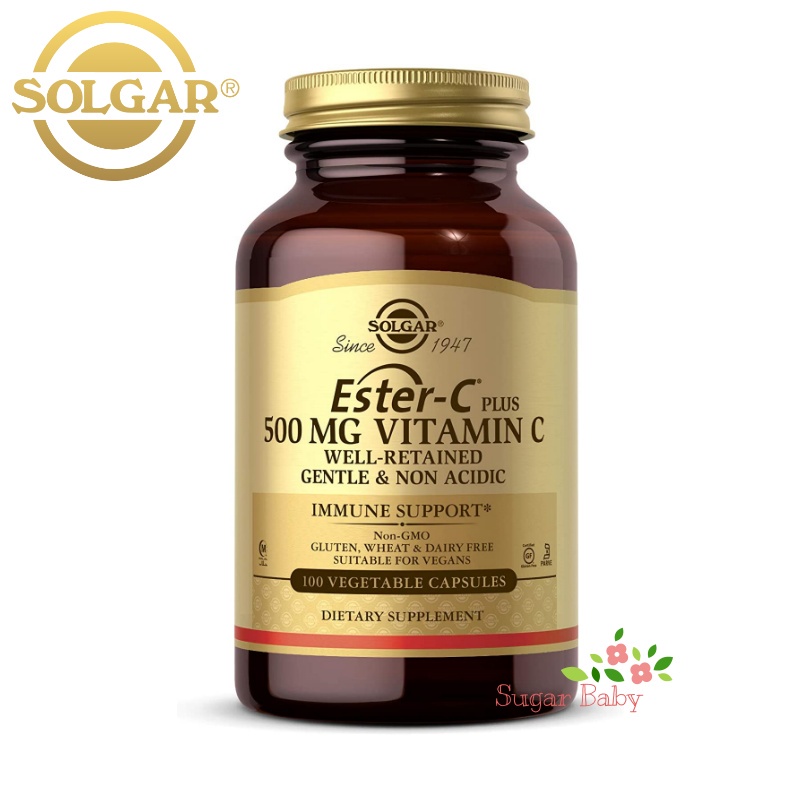 Solgar Ester-C Plus Vitamin C 500 mg 100 Vegetable Capsules วิตามินซี 500 มิลลิกรัม 100 เวจจี้แคปซูล
