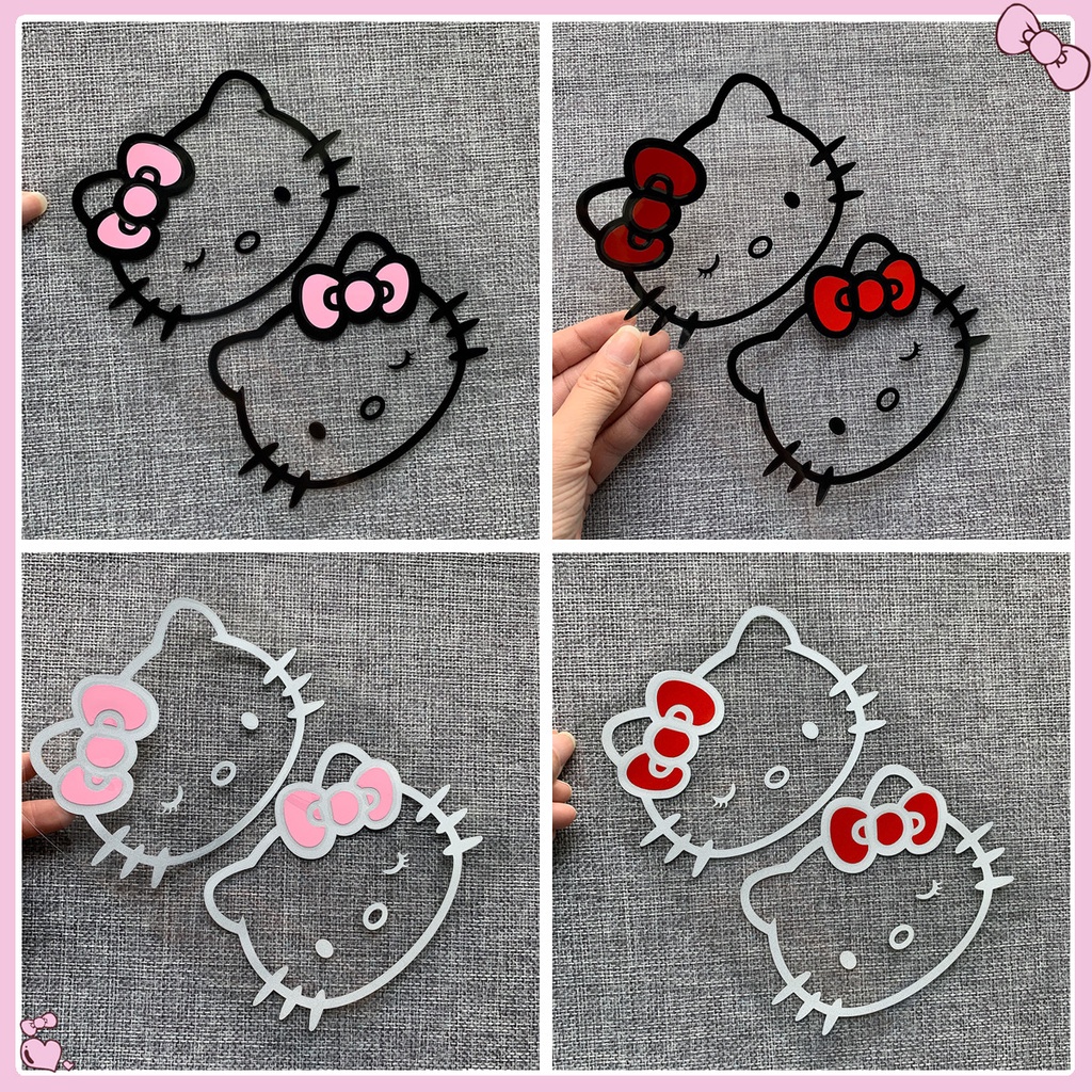 Hello Kitty สติ๊กเกอร์ vinyl เทปกันรอย ตกแต่งรถ รถไฟฟ้า รถยนต์ หน้าต่าง JAZZ REVO Yaris Jeep Toyota