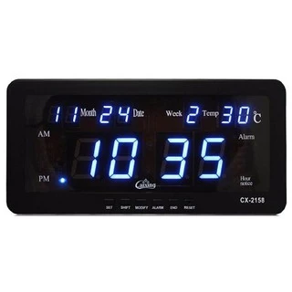 นาฬิกาดิจิตอลหน้าจอLED รุ่น CX-2158 นาฬิกาตั้งโต๊ะ นาฬิกาแขวนผนัง นาฬิกาติดรถ พร้อมสายชาทและอแดปเตอร์ มีหัวเสียบบนรถ