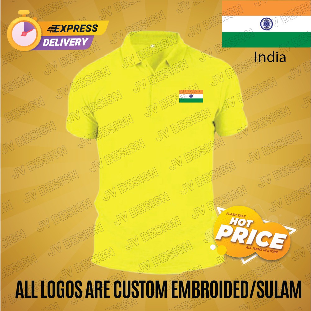 HEBAT🔥 [SULAM] INDIA NATIONAL FLAG เสื้อโปโลผ้าฝ้ายพรีเมี่ยม 100%
