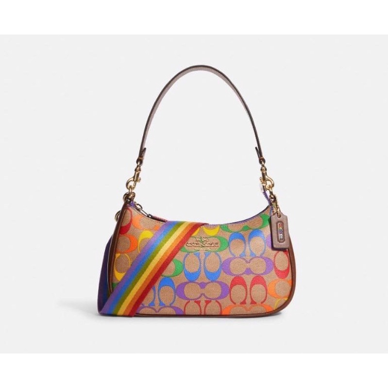 COACH CA176 Teri Shoulder Bag In Rainbow Signature Canvas