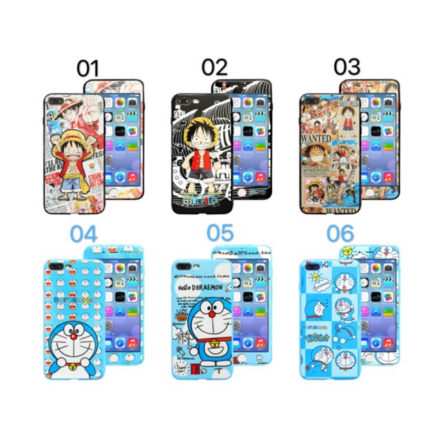 เคสโทรศัพท์มือถือ เคส+ฟิล์มกระจกลายการ์ลายน่ารัก(สิ้นค้าพร้อมส่งค่ะ)สำหรับรุ่งของ 6 6S 6Plus 6SPlus 7Plus 8Plus J2prime