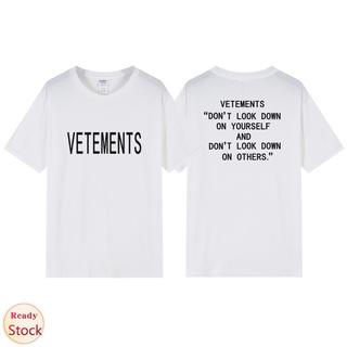 แฟชั่น Vetements T เสื้อผู้ชายผู้หญิงผู้หญิง1:1คุณภาพสูง Heterochromatic ตัวอักษรโลโก้ Vetements T เสื้อด้านบน VTM แขนสั