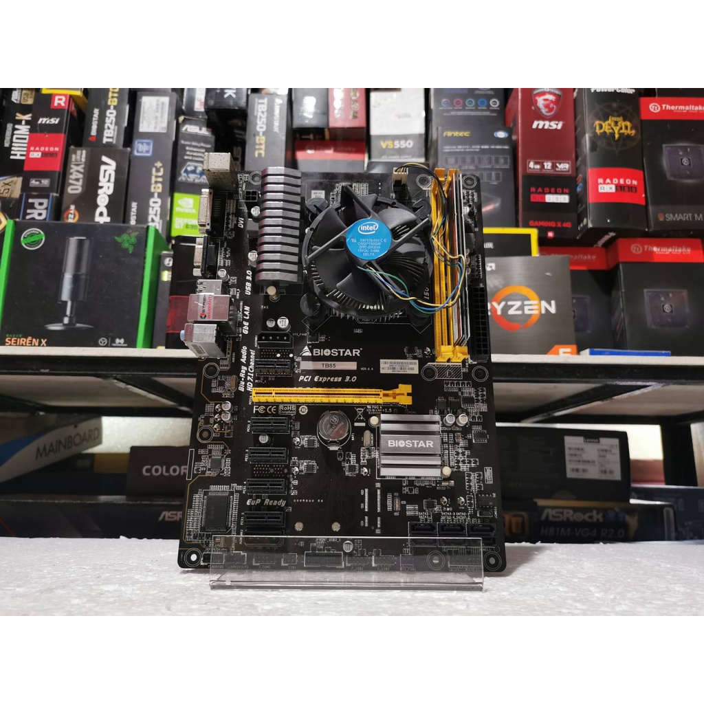 เซต เหมาะสำหรับ mining ต่อการ์ดได้6ใบ cpu intel celeron G1840 + mainboard + ram 4 GB