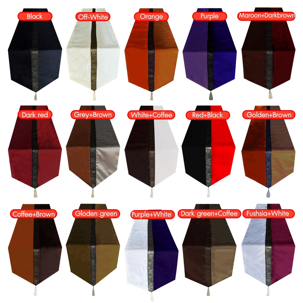 ผ้าคาดโต๊ะลายริบบิ้นช้างขนาด 14*76 นิ้ว/ 35*195 ซม./Table runner elephant ribbon pattern, size 14*76