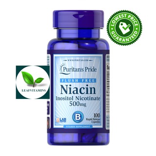 Puritans Pride Flush Free Niacin 500 mg / 100 Capsules ( Vitamin B3 as Inositol Nicotinate)