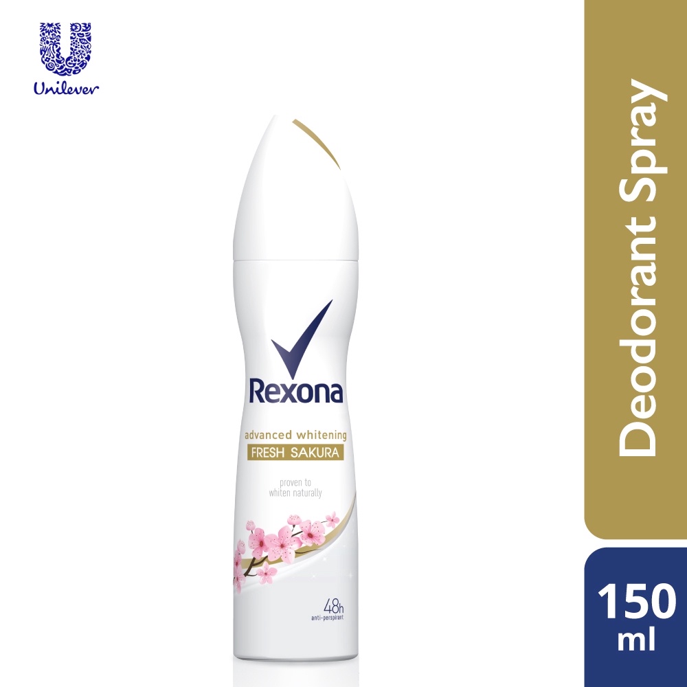 Rexona Advanced Whitening Fresh Sakura Spray 150ml เรโซนา สเปรย์ระงับกลิ่นกาย กลิ่นซากุระ 150มล.