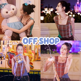 OFF SHOP พร้อมส่ง (OFF-54120)  เสื้อกล้ามไหมพรม ดีเทล ลายสก็อต สุด้ท่ไม่ซ้ำใครแน่นอน