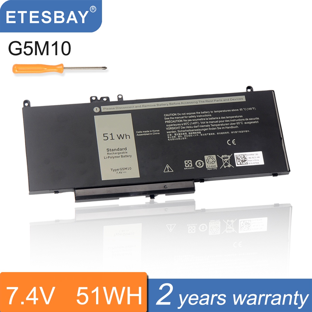 ETESBAY G5M10/51WH RYXXH/38WH R0TMP/62WH Replaceable Laptop Battery For Dell Latitude E5250 E5450 E5