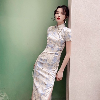 Clearance retro สไตล์จีน cheongsam ฝรั่งเศสยาวและรุ่นปรับปรุงสาวชุด