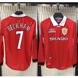 เสื้อกีฬาแขนสั้น ลายทีมชาติฟุตบอล Manchester 99 00 ชุดเหย้า สไตล์เรโทร คลาสสิก