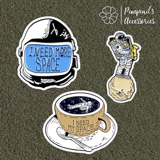 ʕ •ᴥ•ʔ ✿ พร้อมส่ง : เข็มกลัดเซ็ทหมวกนักบินอวกาศ,แก้วกาแฟและแซคโซโฟน | Astronaut Helmet,Cup &amp; Saxophone Enamel Brooch Pin