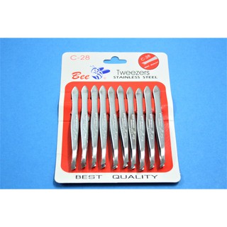 แหนบตราผึ้ง ปากเฉียง C28 (10 ชิ้น), Bee tweezers slant tip - C28 (10 pieces)