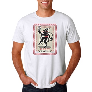 T-shirt  เสื้อยืด พิมพ์ลาย Merry Krampus สีขาว สําหรับปาร์ตี้ฮาโลวีนS-5XL