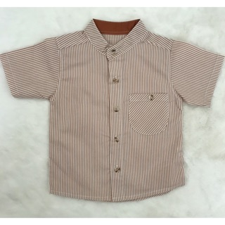เสื้อเชิ้ตเด็ก ลายริ้วน้ำตาล