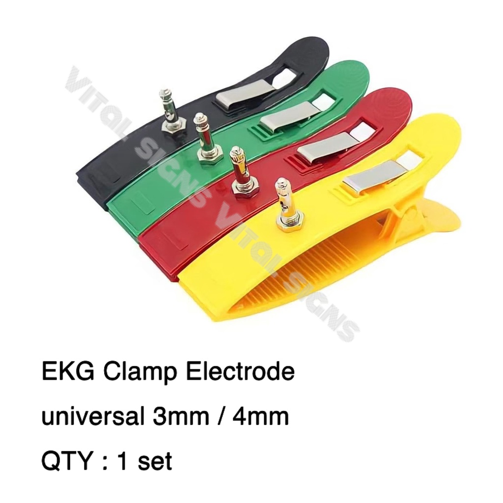 EKG clamp Electrode  universal 3mm /4mm QTY : 1 set อิเล็คโทรดสำหรับหนีบแขนขาเด็ก/ผู้ใหญ่