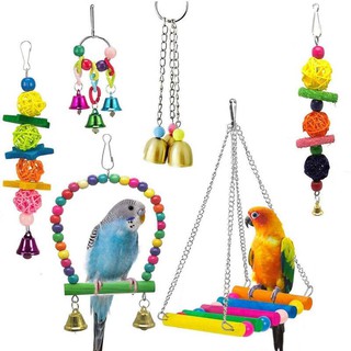 6pcs Parrot Toys Pets Bird ของเล่นนกแก้ว