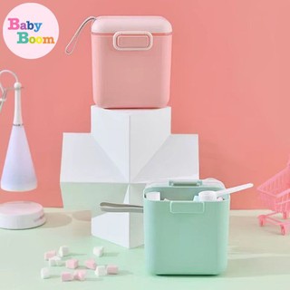 BABYBOOM 8828กระปุกแบ่งนมผง แบบมีเชือก ขนาด400g ฝาปิด 2 ชั้น พร้อม ช้อนตัก กล่องนมผง กระปุกนมผง กระปุกใส่นมผง