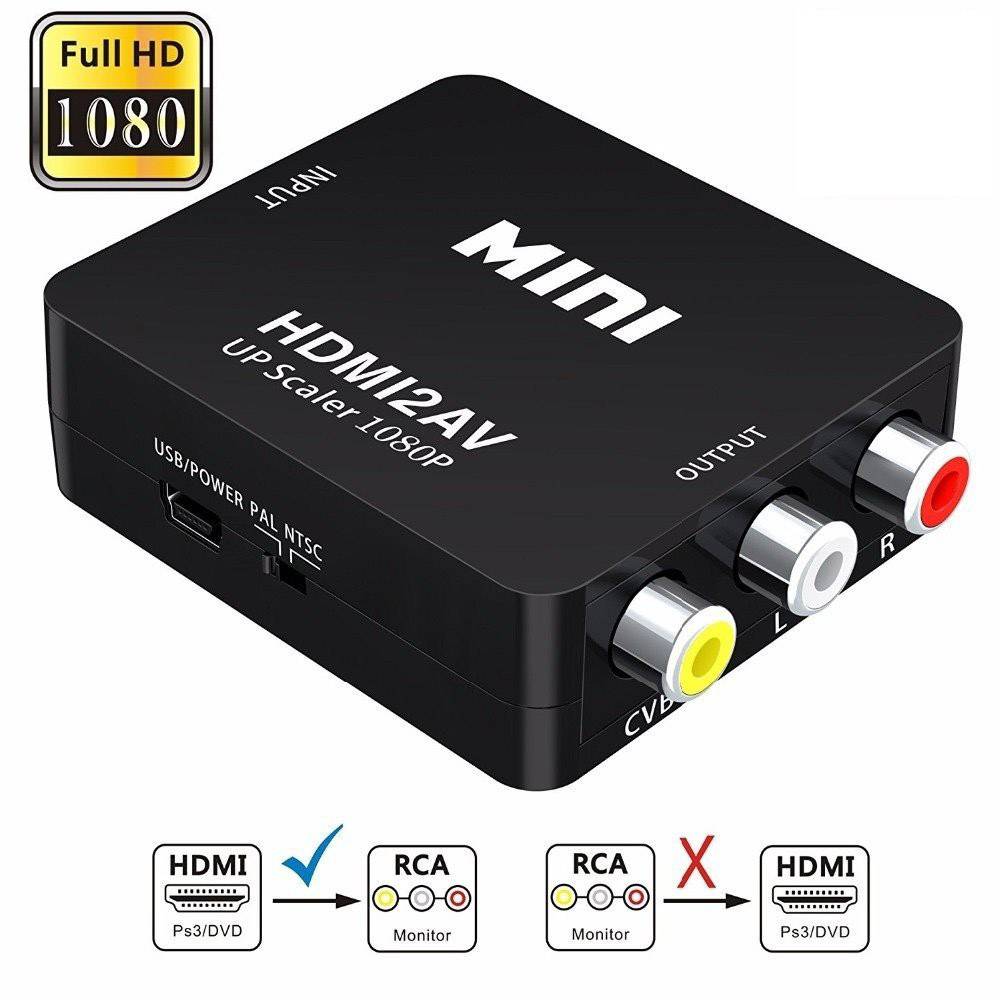 LQX MINI HDMI to AV RCA CVBS คอมโพสิตวิดีโอ 1080P HDMI2AV Converter Scaler อะแดปเตอร์