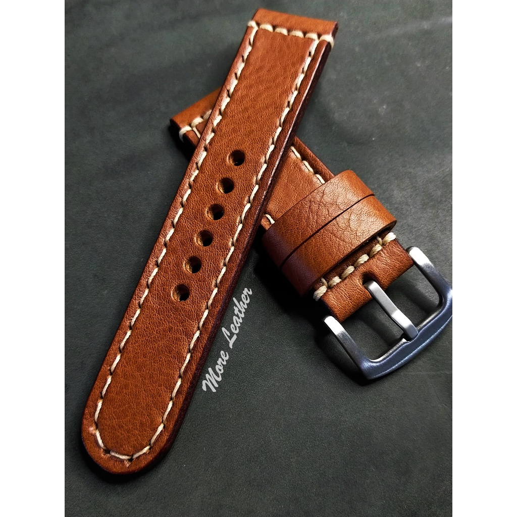 More Leather สายนาฬิกาหนังแท้ 100% สายนาฬิกาแฮนด์เมดสไตล์วินเทจ แถมฟรีสปริง1คู่ มีขนาดตั้งแต่16mmขึ้นไป