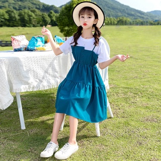 🎐Mykids🎁ชุดเดรสแฟชั่นสตรีตะวันตก 2021 เสื้อผ้าเด็กเกาหลีใหม่ Big Kids กระโปรงลำลอง Trend