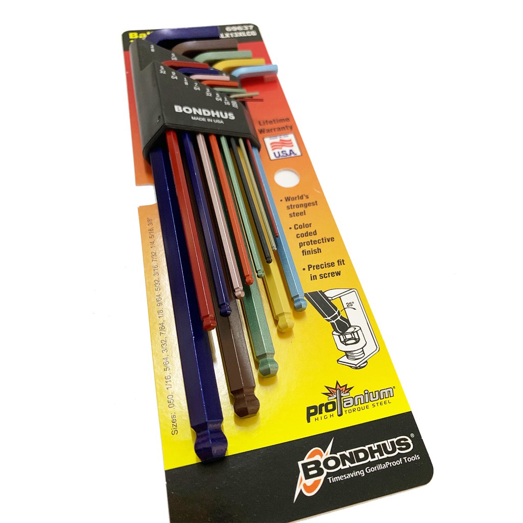 ชุดประแจหกเหลี่ยมหัวบอล 13 ขนาด (นิ้ว) ยาวพิเศษ รุ่นหลากสี ColorGuard - BONDHUS  Made in USA #69637 - รูปที่ 3