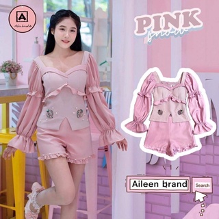 ชุดset 2 ชิ้น เสื้อ+กางเกง มือ1 ป้ายห้อย งานป้าย Aileen size s ราคา 419฿