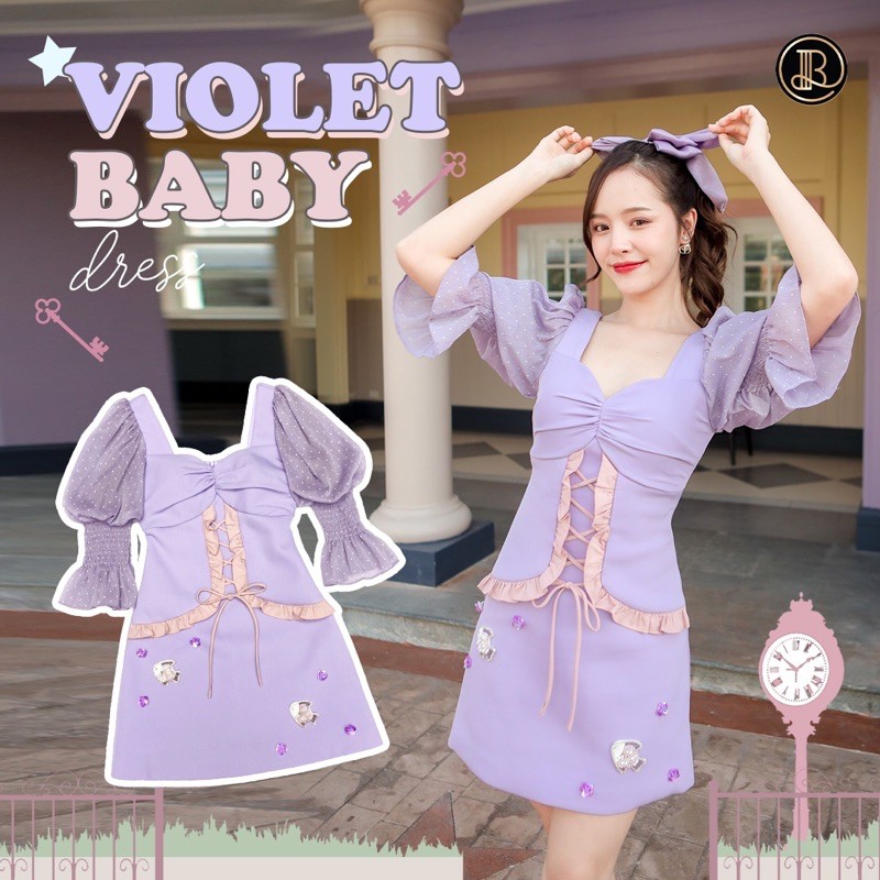 BLT Brand:Violet Baby dress สีม่วงดีเทลสวยละมุนมากๆ