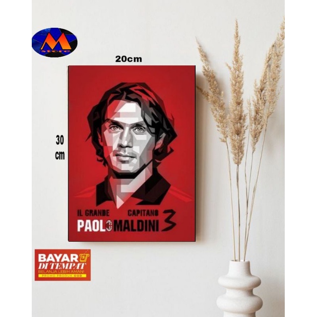 AC MILAN THEME WALL DECORTATION/AC MILAN โปสเตอร์ไม้/AC MILAN PAOLO MOLDINI โปสเตอร์/WALLDECOR