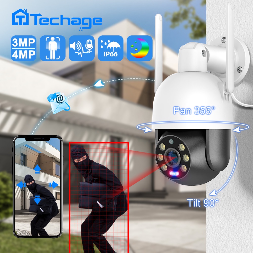 Techage 4mp Wifi Camera Cctv Infrared Night Vision Camera Human 