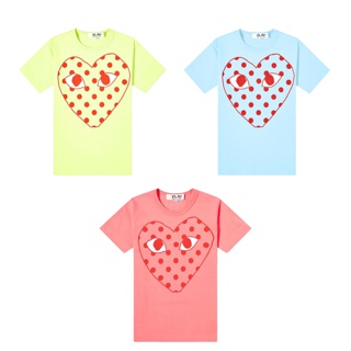 พร้อมส่ง Play Comme des garçons รุ่นใหม่ 2020: เสื้อยืดแขนสั้นสีพื้น หัวใจใหญ่ลายจุด ของแท้จากช็อปญี่ปุ่น