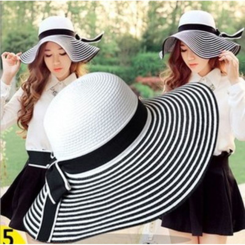 B048[พร้อมส่งจากไทย] หมวกปีกกว้าง