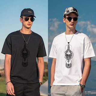 [จุด] สปภ. สไตล์กราฟิกสีเข้มพิมพ์เสื้อยืด unisex ด้านบนกราฟิกพิมพ์เสื้อยืดขนาดใหญ่เสื้อยืดเสื้อ P4T