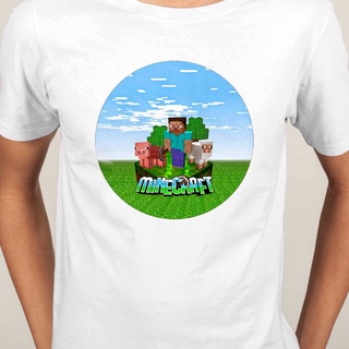 เสื้อยืด cartoonเกม Minecraft เสื้อยืดคอกลมแขนสั้นผู้ชาย | เสื้อยืด ชุดลำลอง | เสื้อยืดเกมมิ่ง | แขนสั้น