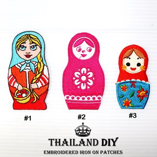 ตัวรีดติดเสื้อ ลายน่ารัก ตุ๊กตารัสเซีย ตุ๊กตาแม่ลูกดก Matryoshka doll Patch งานปัก DIY ตัวรีด อาร์ม ติดเสื้อ เสื้อผ้า