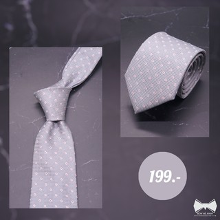 ❗️SALE❗️เนคไทสีเทาลายจุดแดง - Grey Necktie With Red Dot