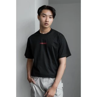 Yuedpao เสื้อยืด OVERSIZE Red LOGO รับประกันไม่ย้วย 2 ปี เสื้อยืดสีพื้น OVERSIZE_สี BLACK