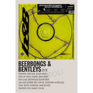 โปสเตอร์ ลายปกอัลบั้ม Beerbongs &amp; Bentleys ศิลปิน Post Malone