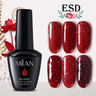 สีทาเล็บเจล Milan สี New Year Red  Series ขนาด 15 ml ใช้อบเครื่อง UV เท่านั้น ส่งฟรี + เก็บปลายทาง